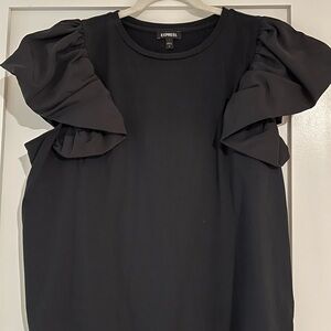 Express Elegant Black Ruffle Sleeve Blouse